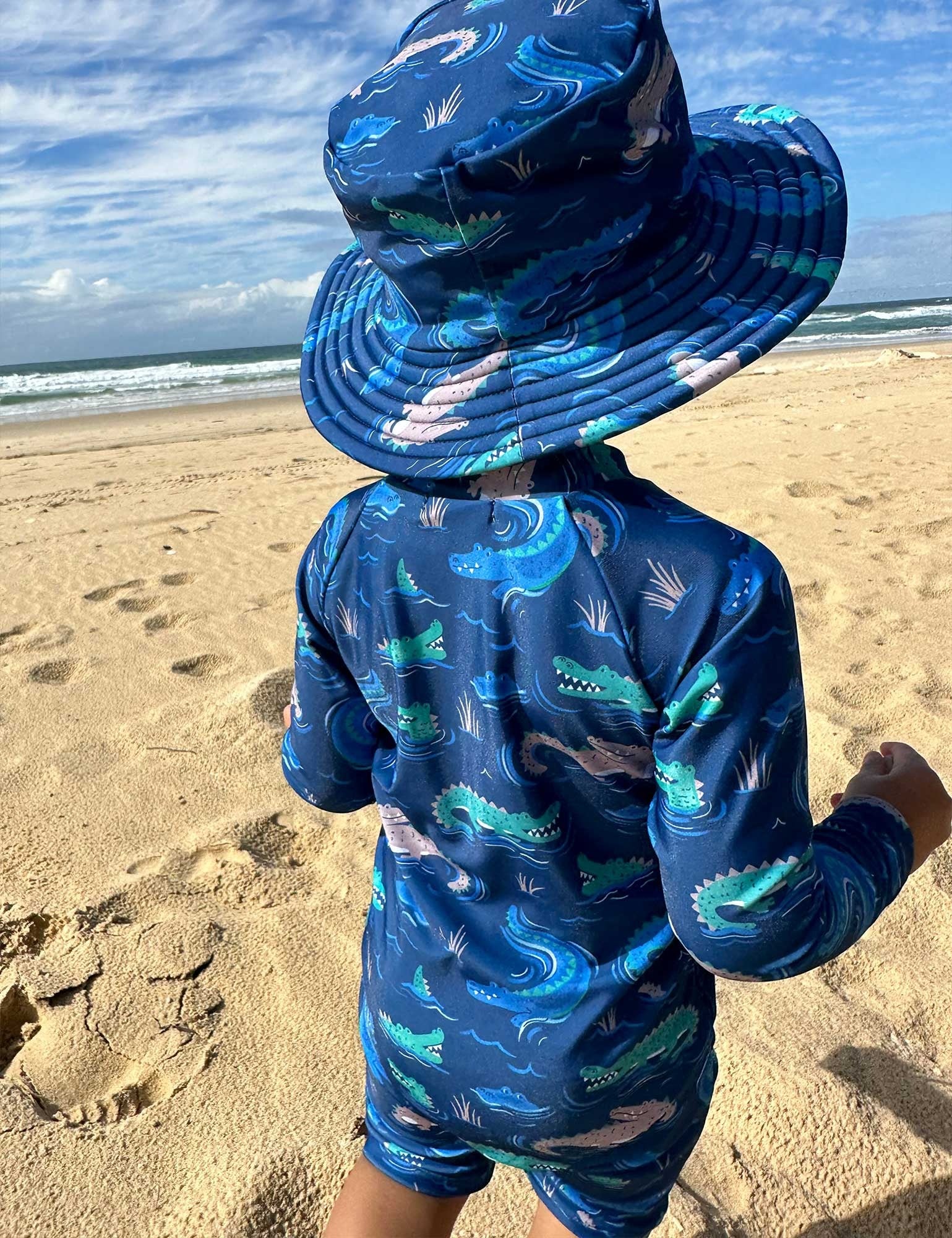 Long Sleeve Sunsuit Crocodile