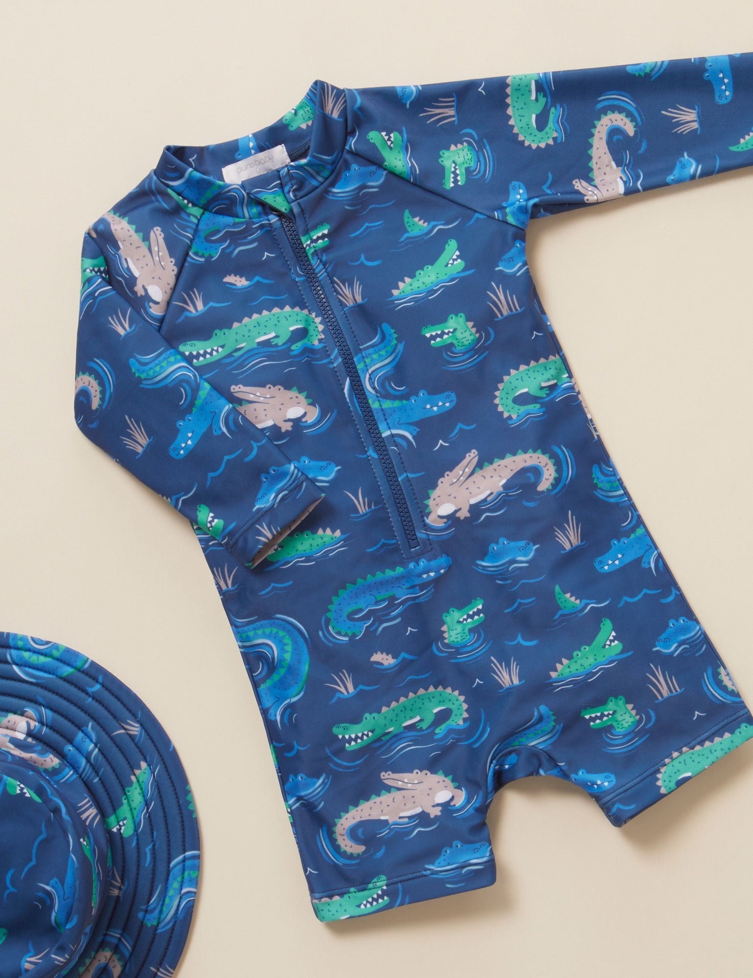 Long Sleeve Sunsuit Crocodile
