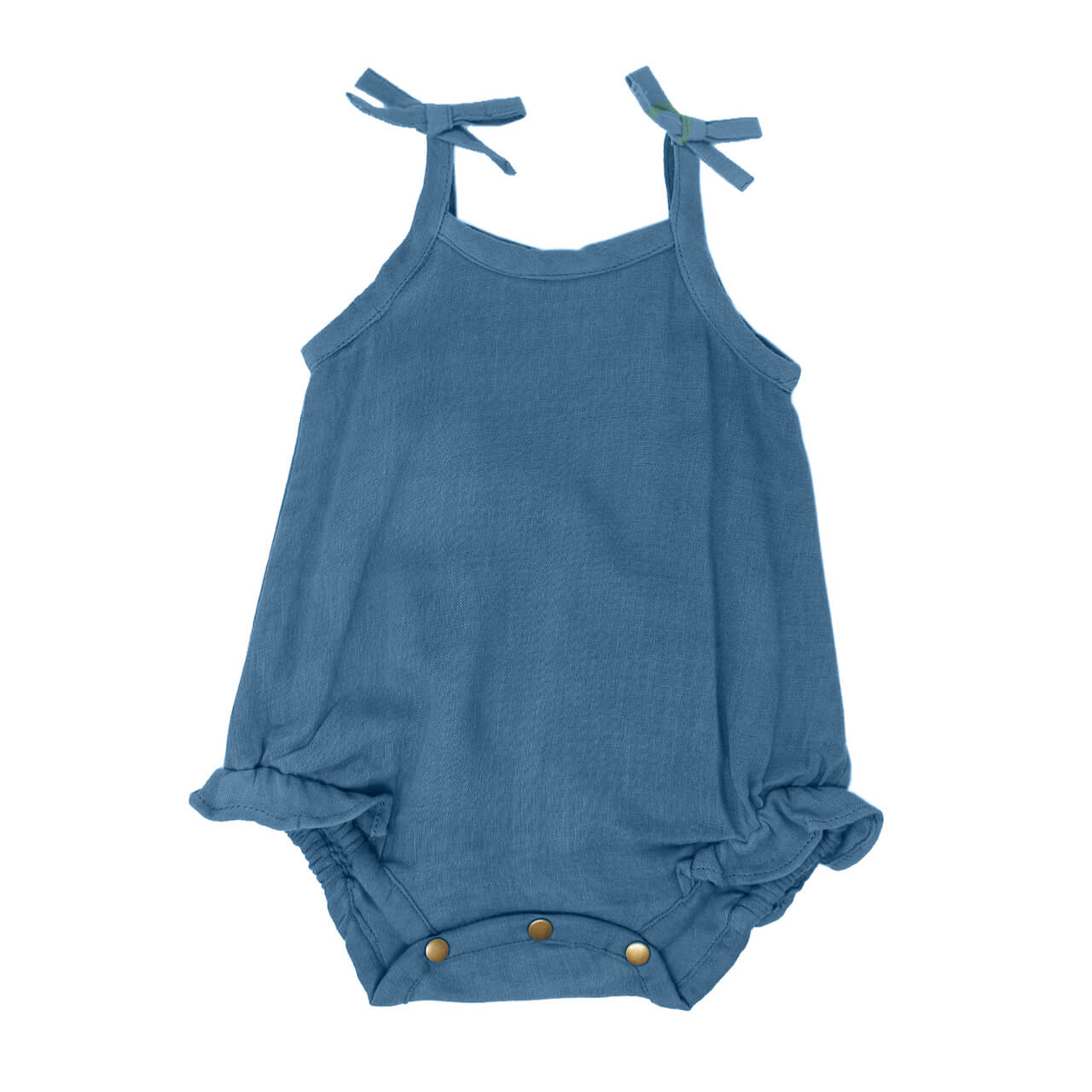 Organic Muslin Tie-Shoulder Bodysuit in Pacific