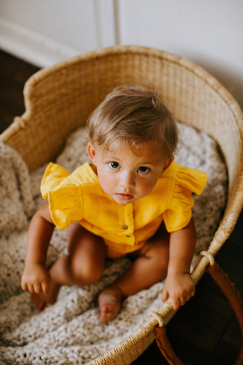 Organic Muslin Tee in Saffron