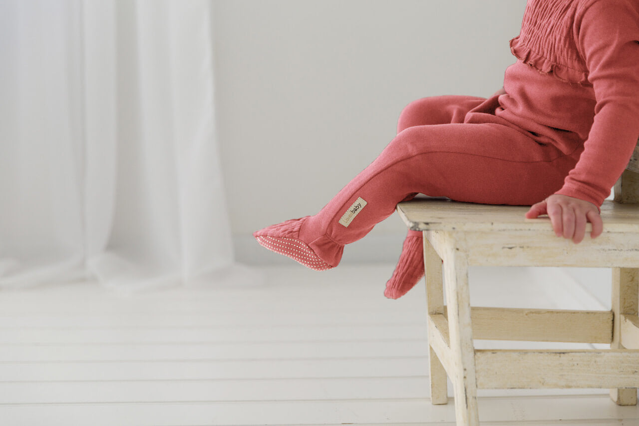 Organic Smocked Footie in Sienna