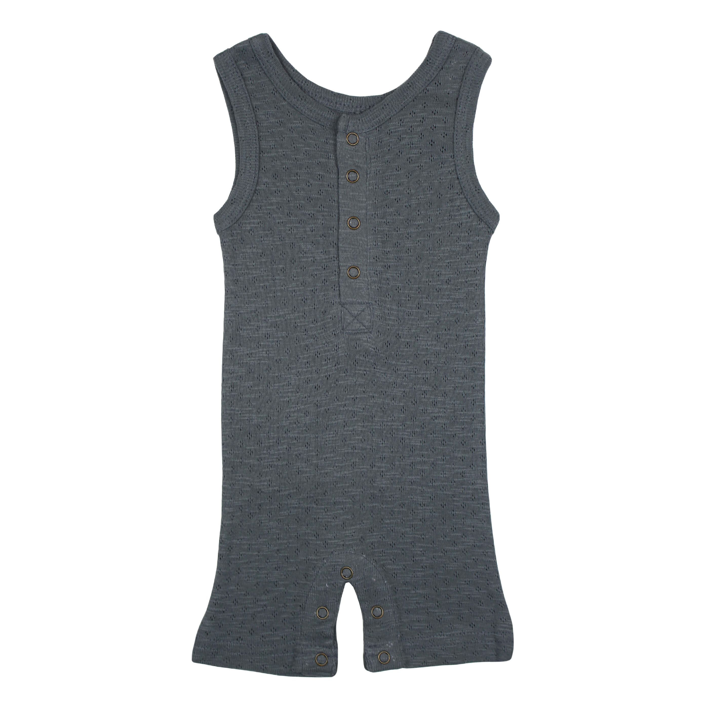 Pointelle Sleeveless Romper in Moonstone