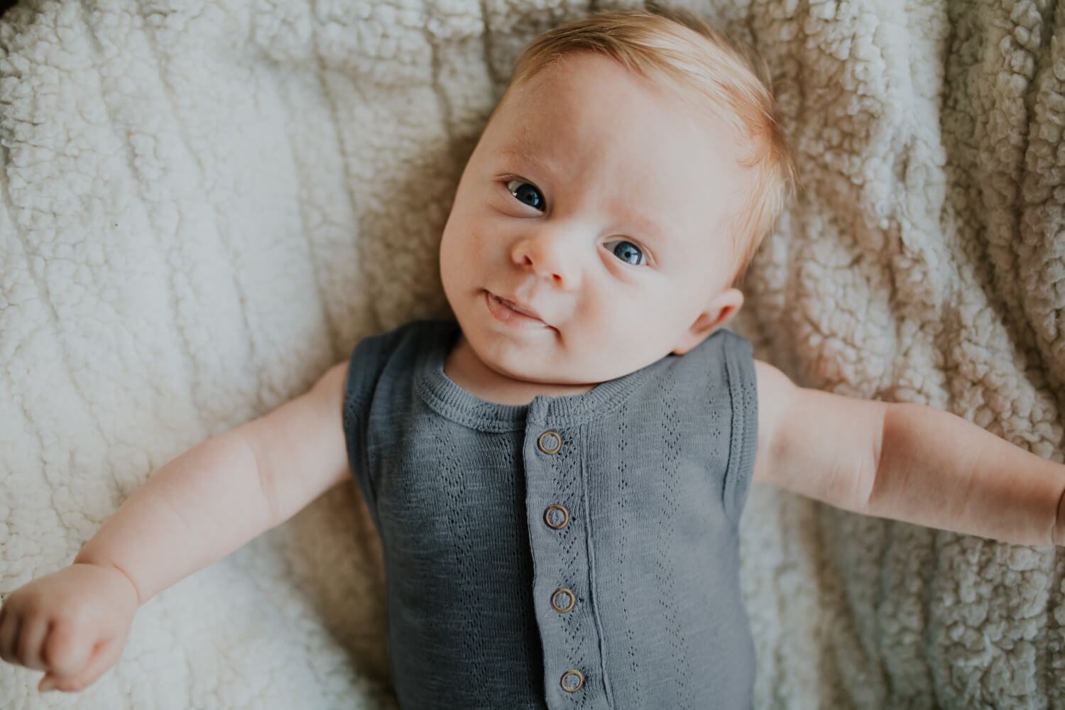 Pointelle Sleeveless Romper in Moonstone