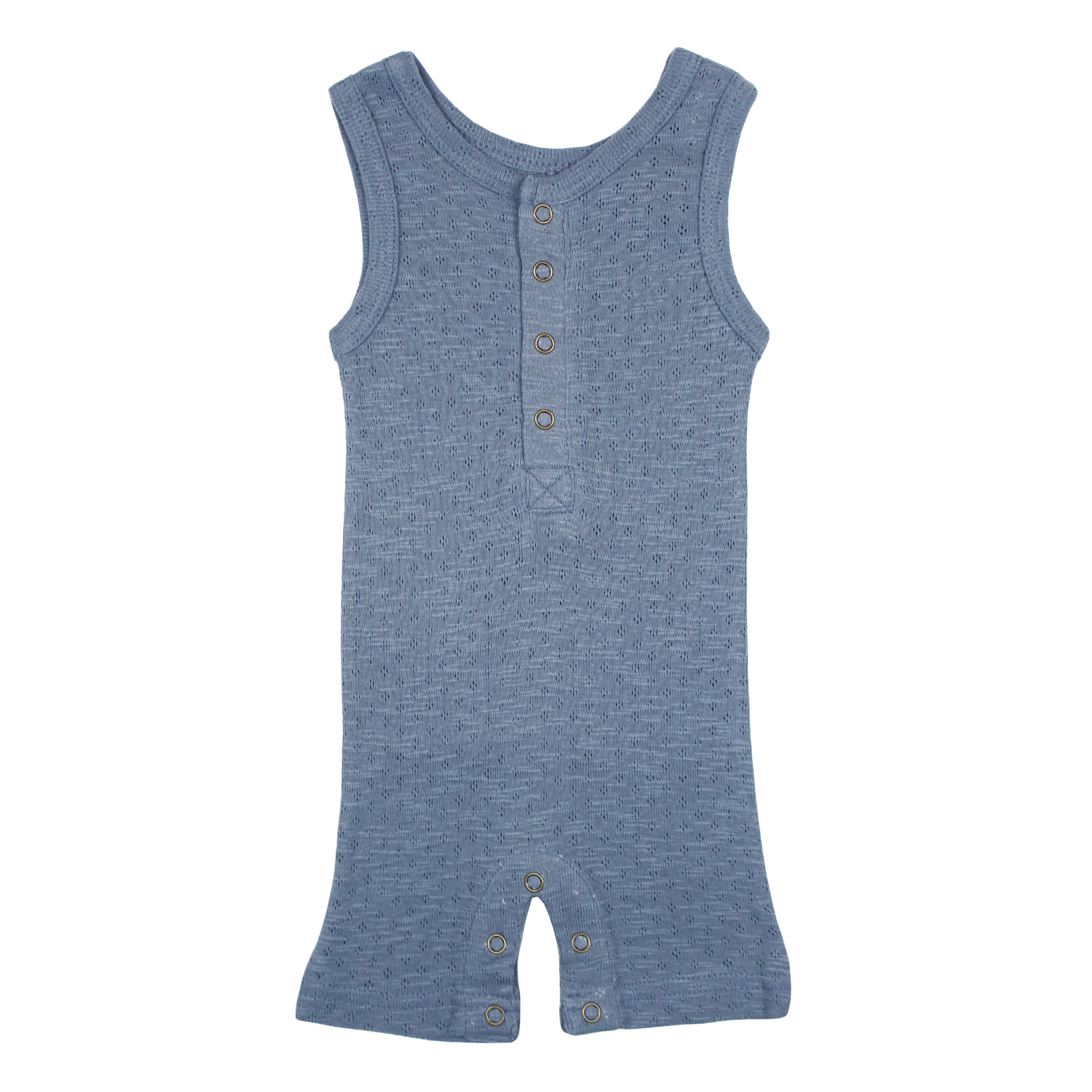 Pointelle Sleeveless Romper in Pool