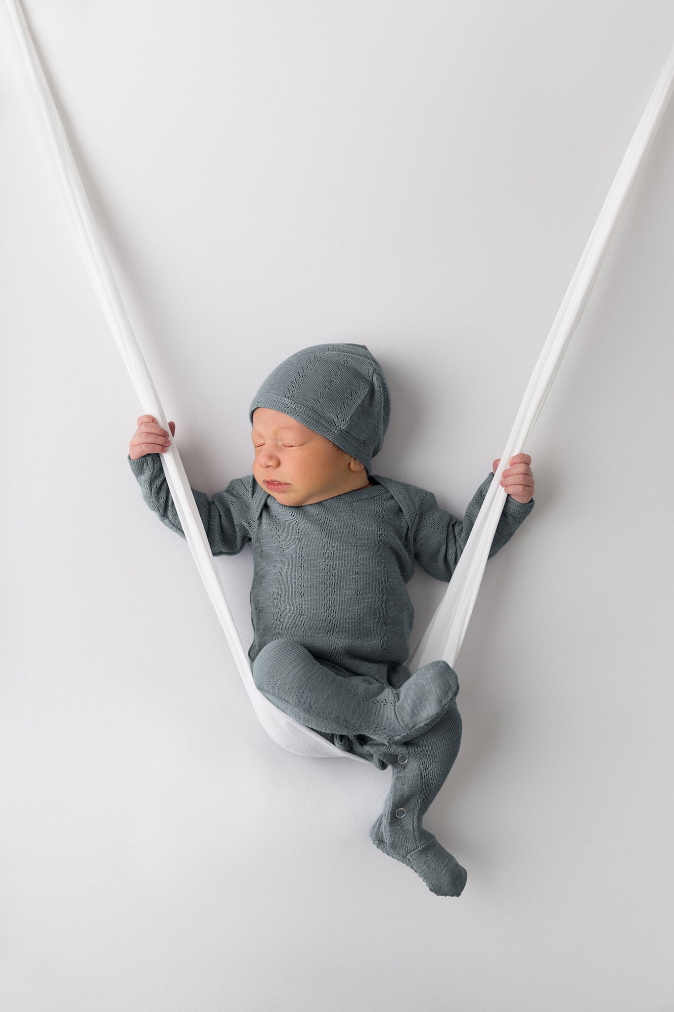 Pointelle Lap-Shoulder Baby Footie in Moonstone
