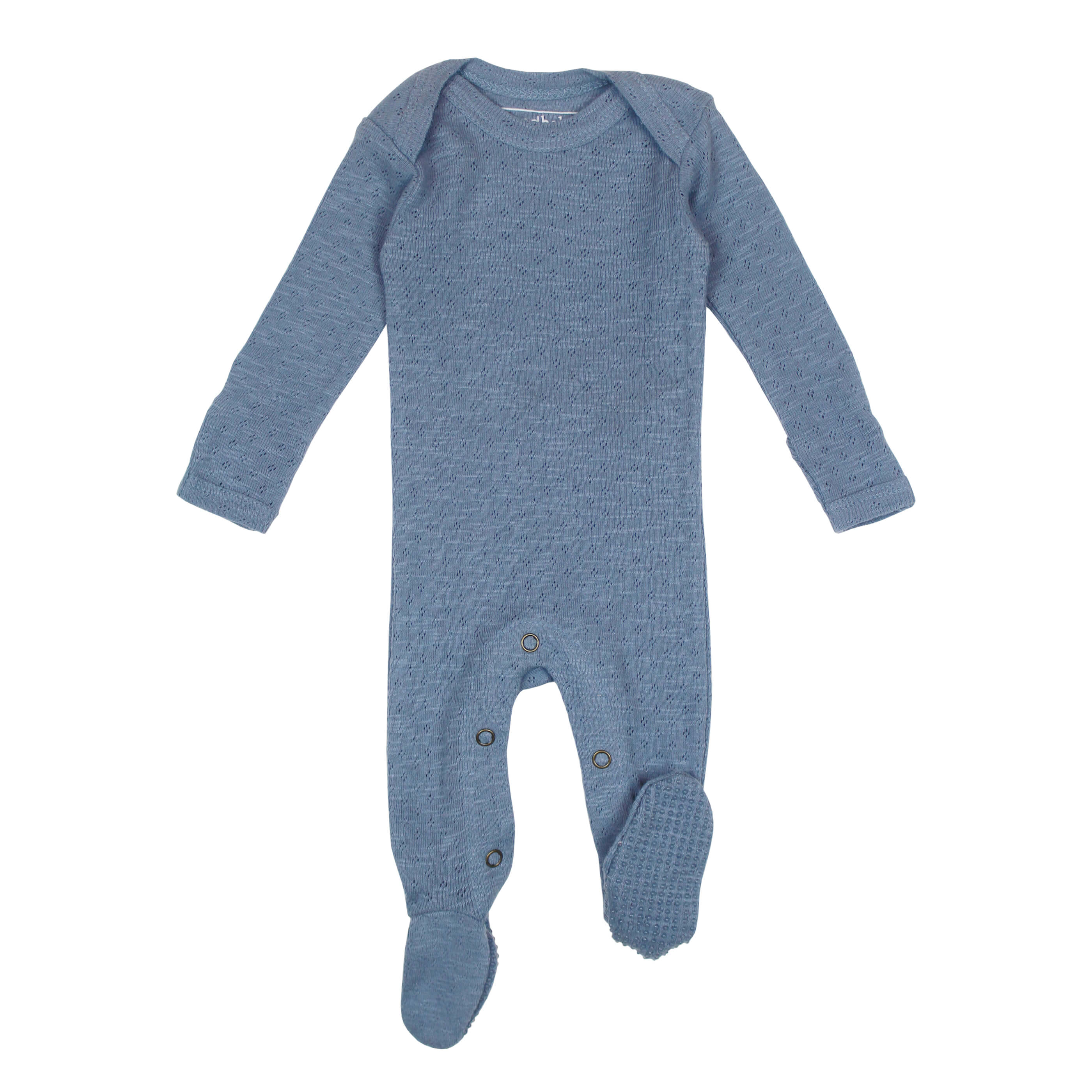 Pointelle Lap-Shoulder Baby Footie in Pool