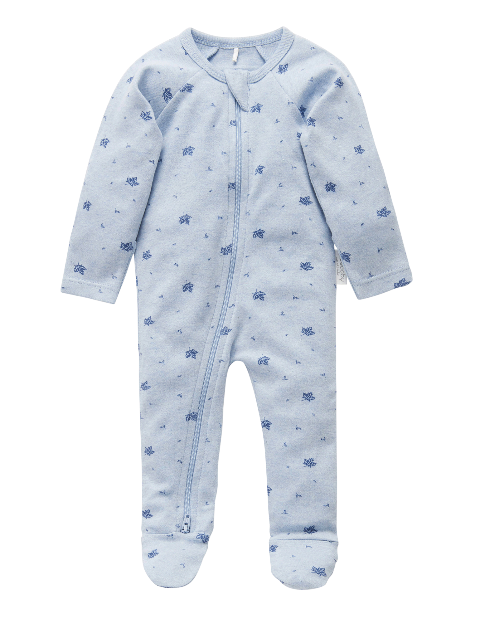 Zip Growsuit (Pale Blue Leaf)