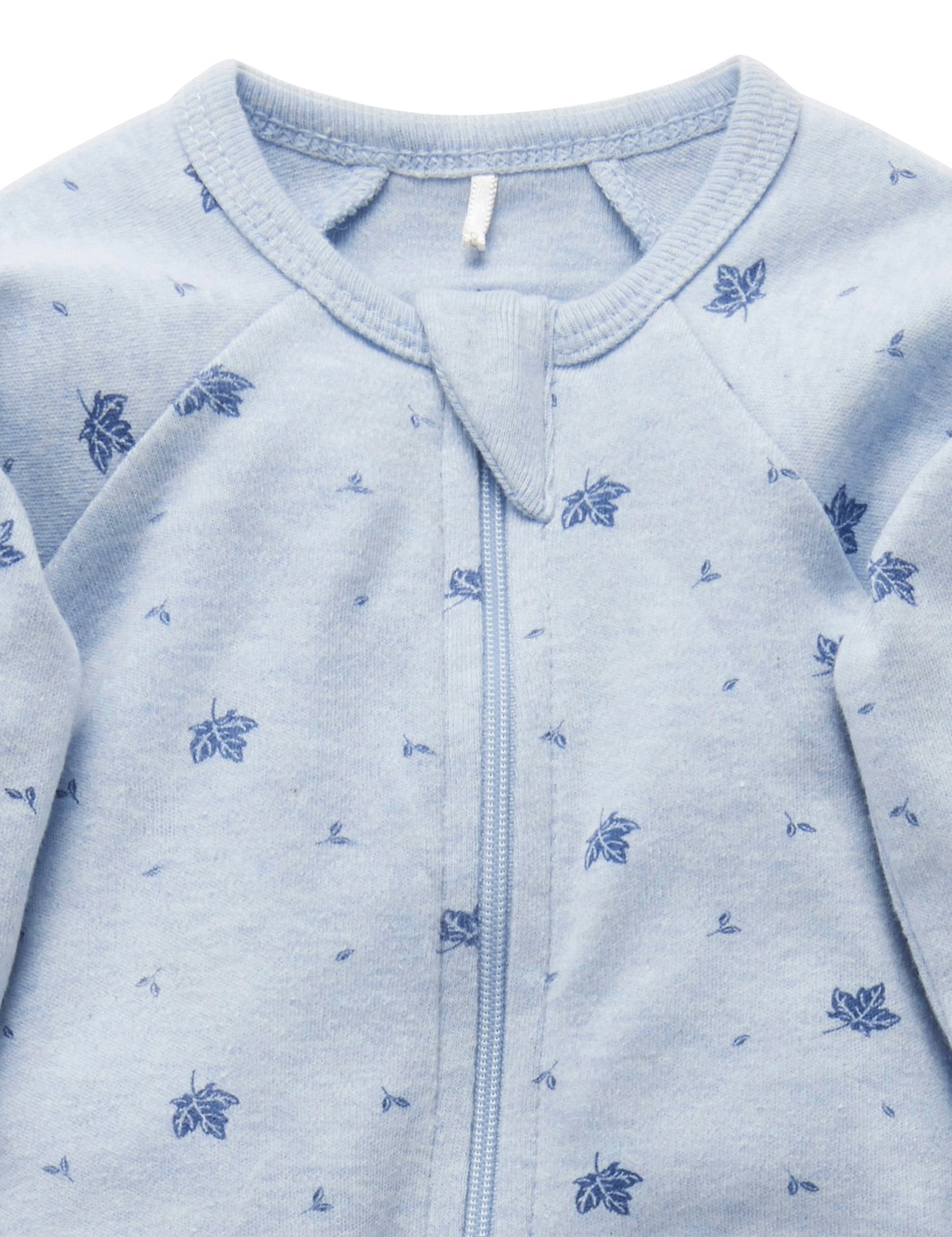 Zip Growsuit (Pale Blue Leaf)