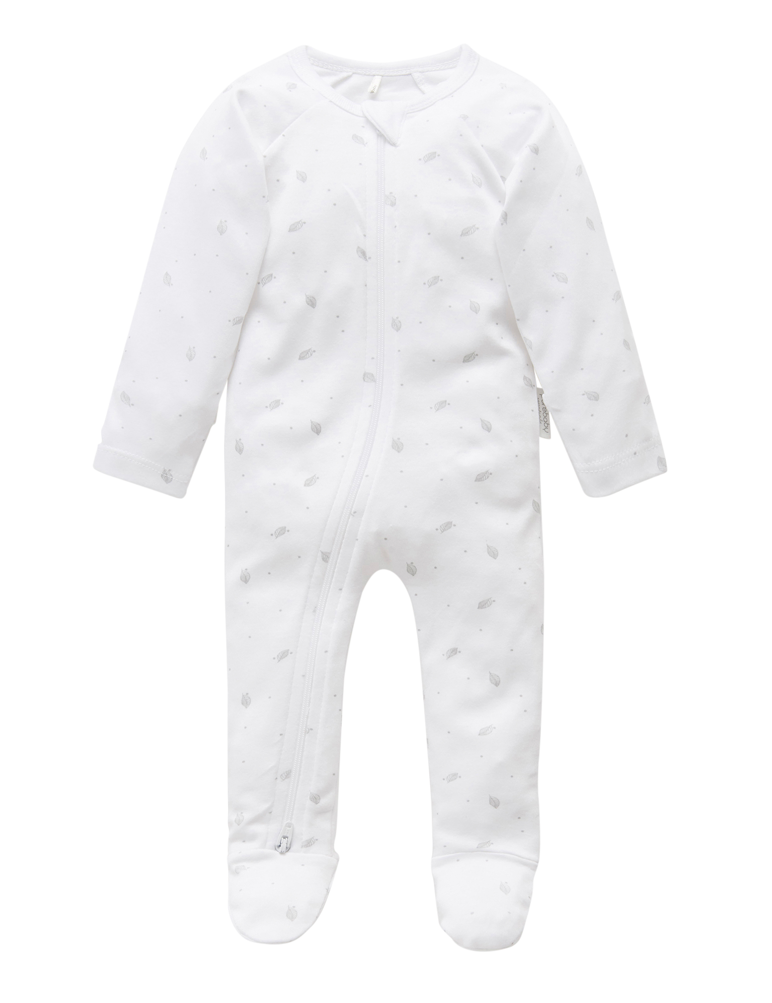 Zip Growsuit (Pale Grey Leaf w Spot)