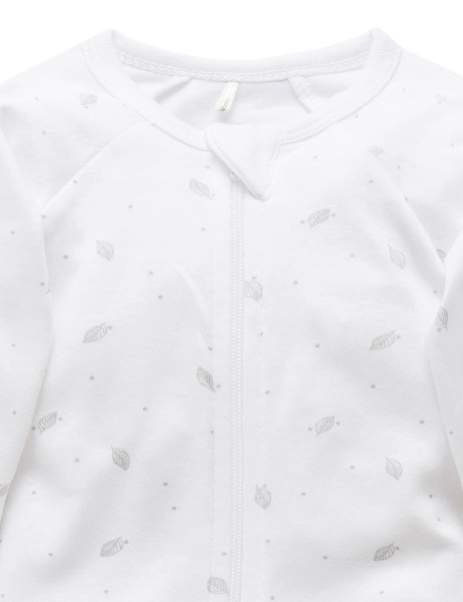 Zip Growsuit (Pale Grey Leaf w Spot)