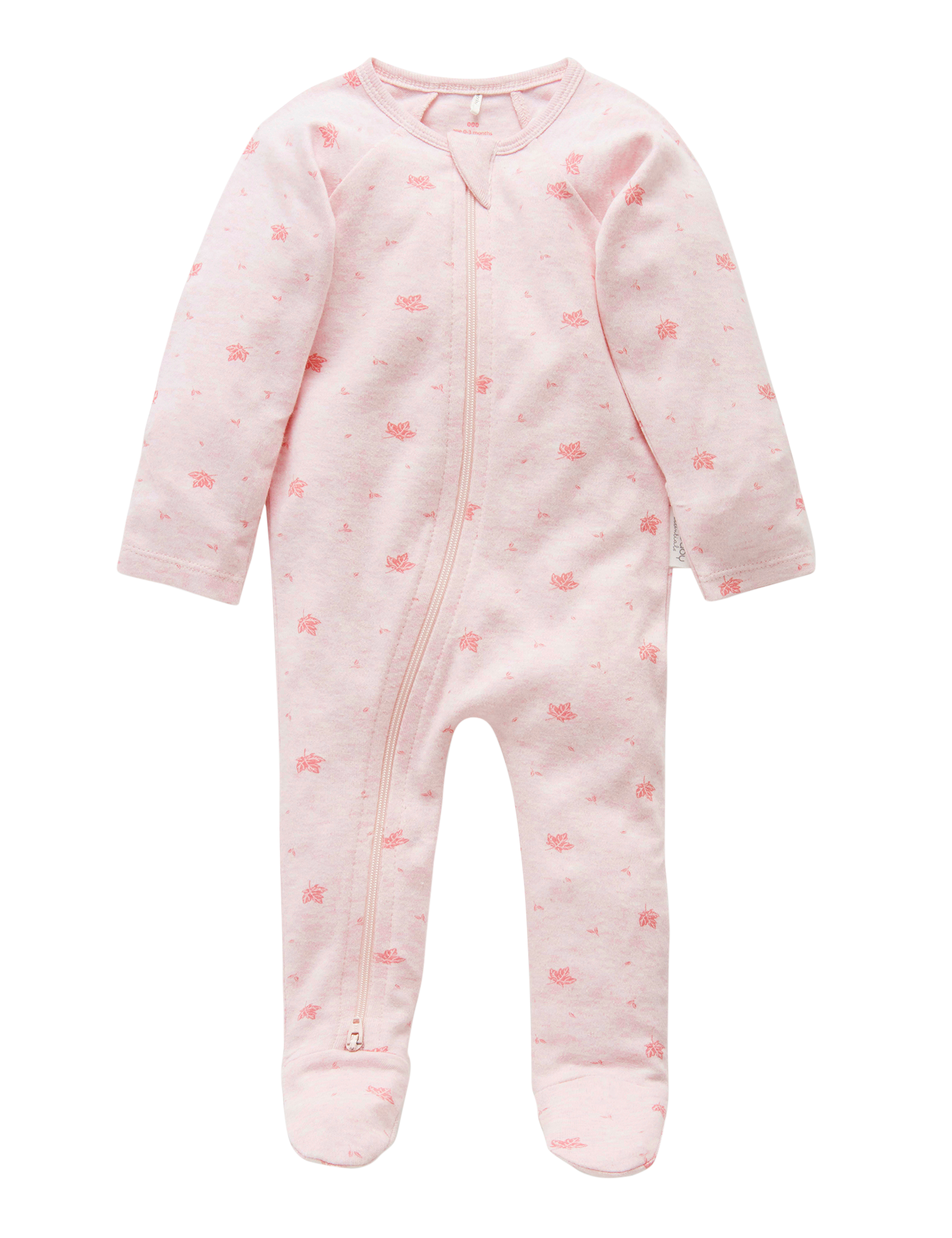 Zip Growsuit (Pale Pink Leaf)