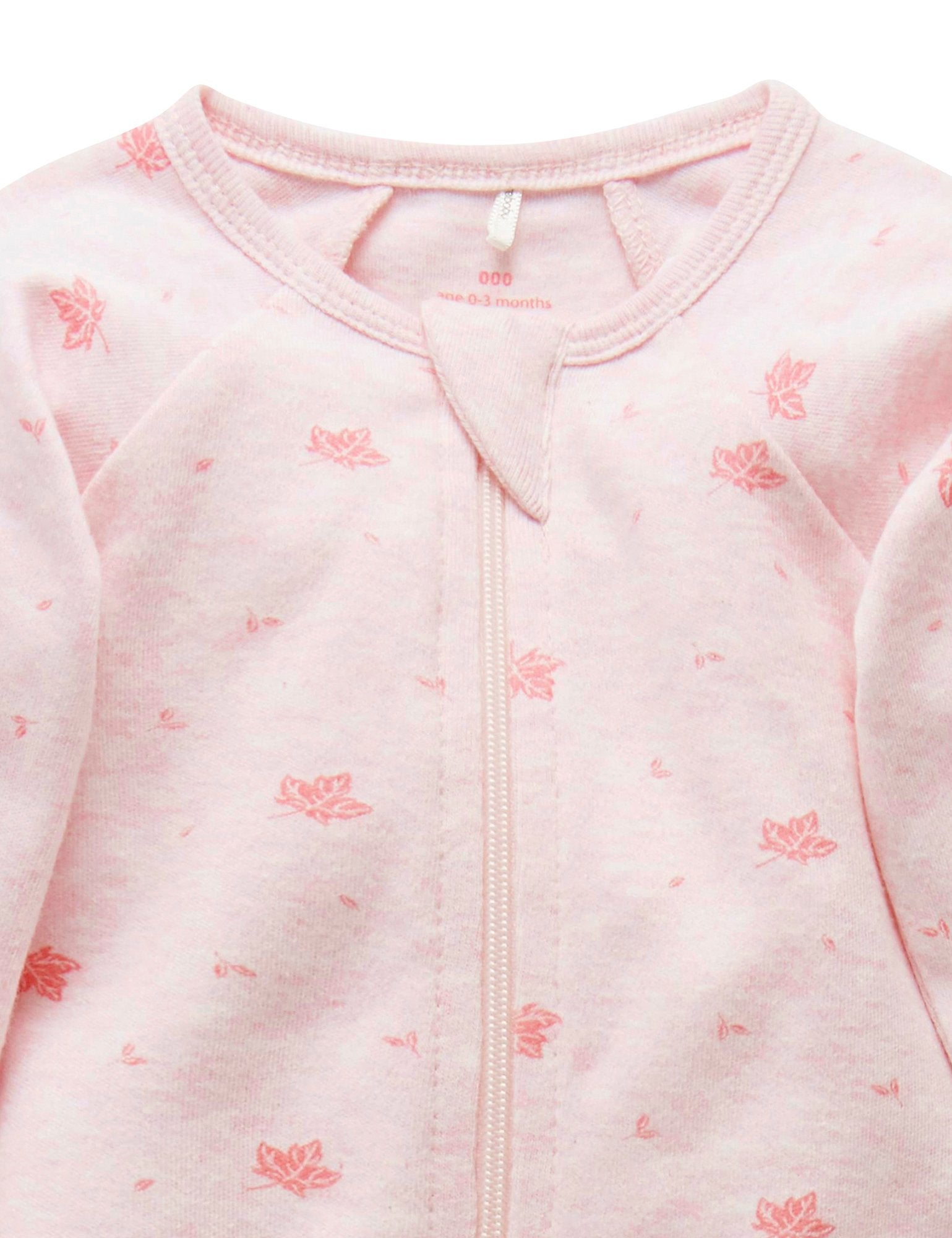 Zip Growsuit (Pale Pink Leaf)