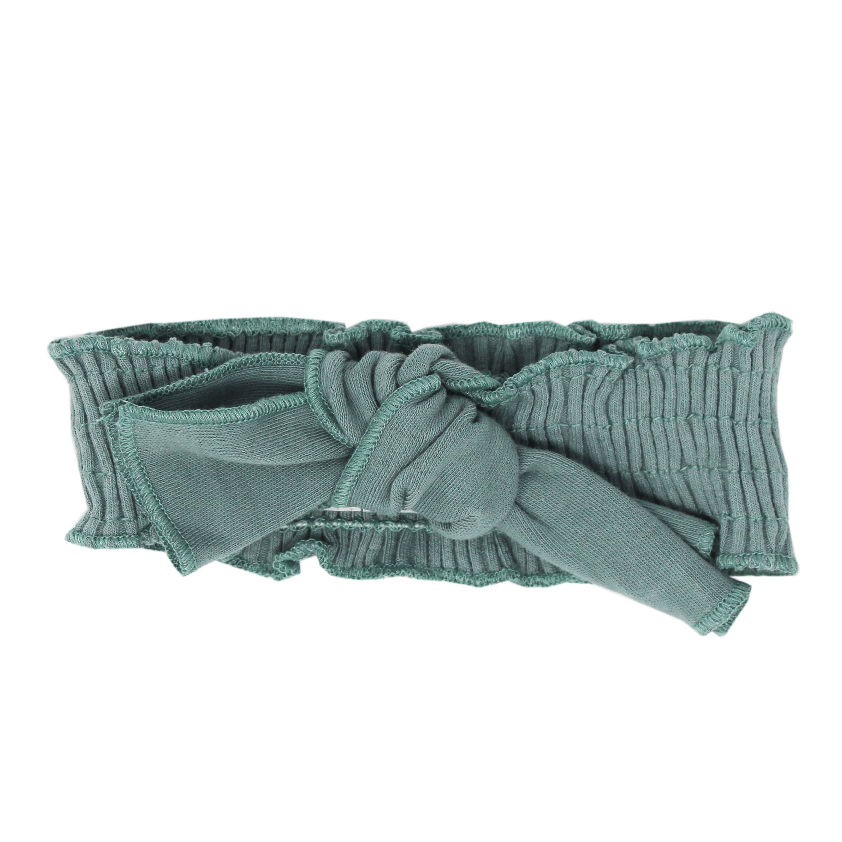 Ribbed Smocked Headband in Jade