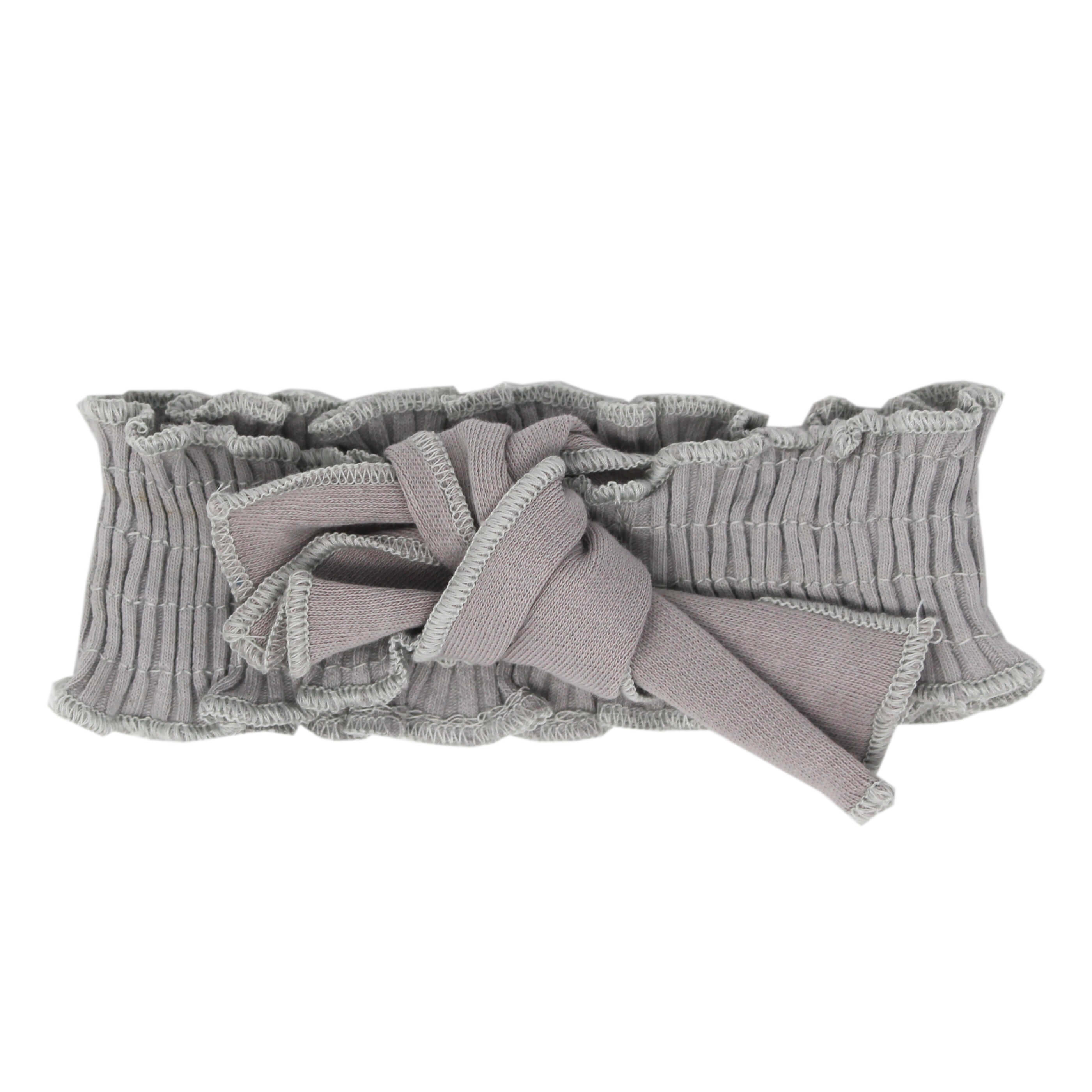 Ribbed Smocked Headband in Light Gray