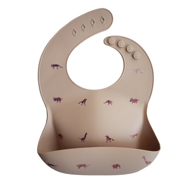Silicone Baby Bib (Brown Safari)