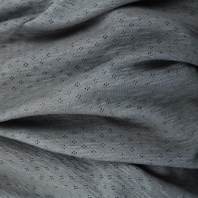 Pointelle Lap-Shoulder Baby Footie in Moonstone