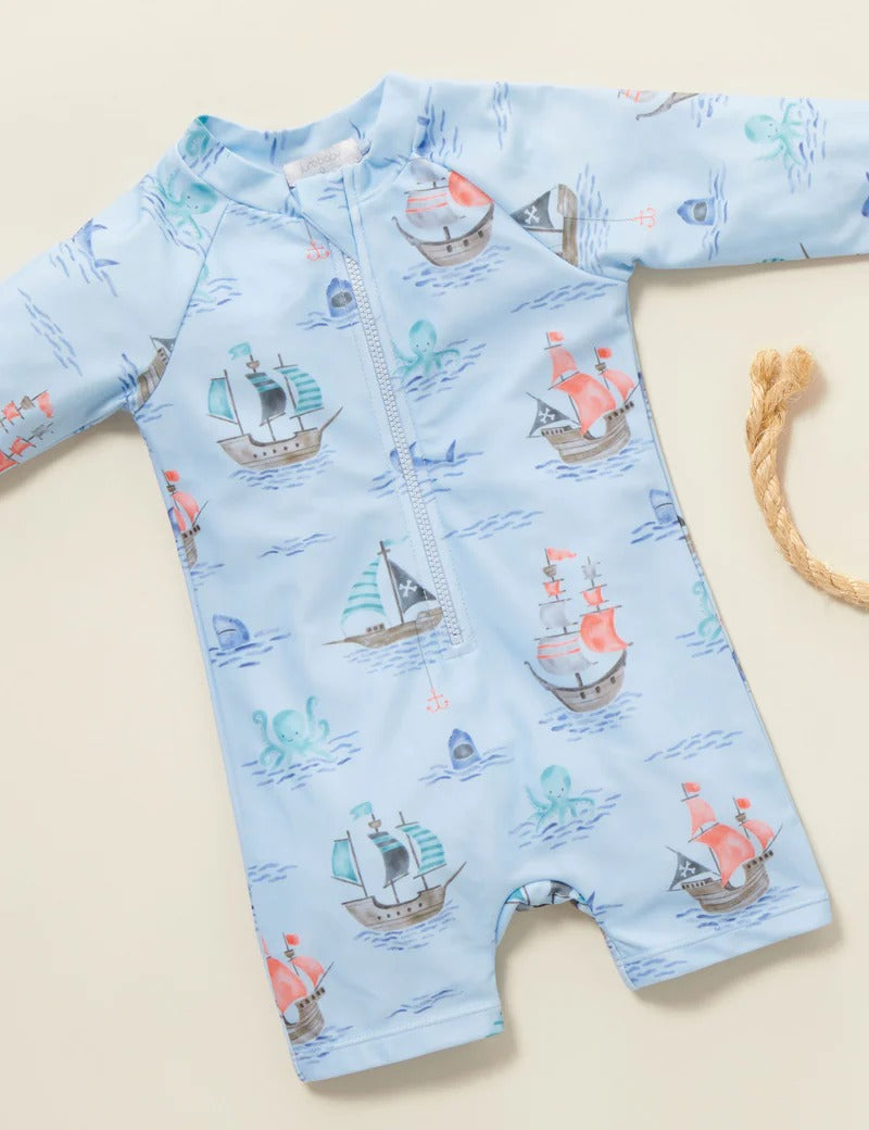 Long Sleeve Sunsuit Pirate Ship