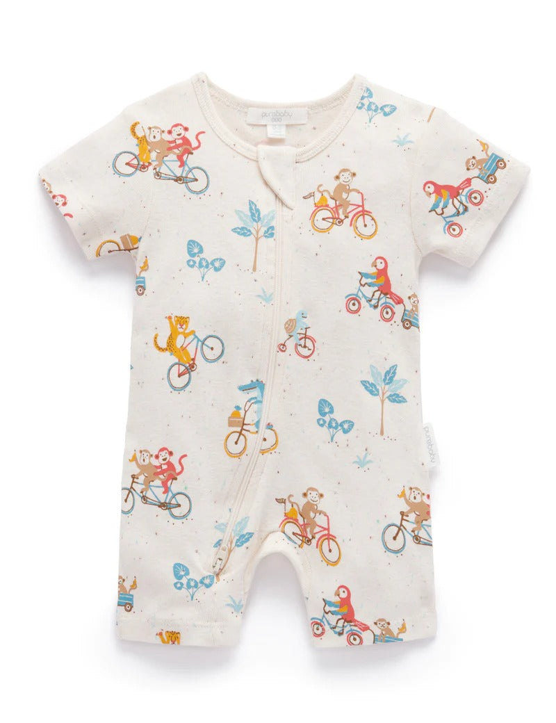 Printed S/Slv Zip Growsuit