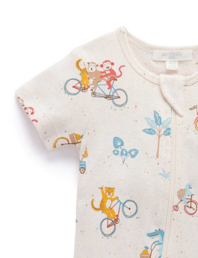 Printed S/Slv Zip Growsuit
