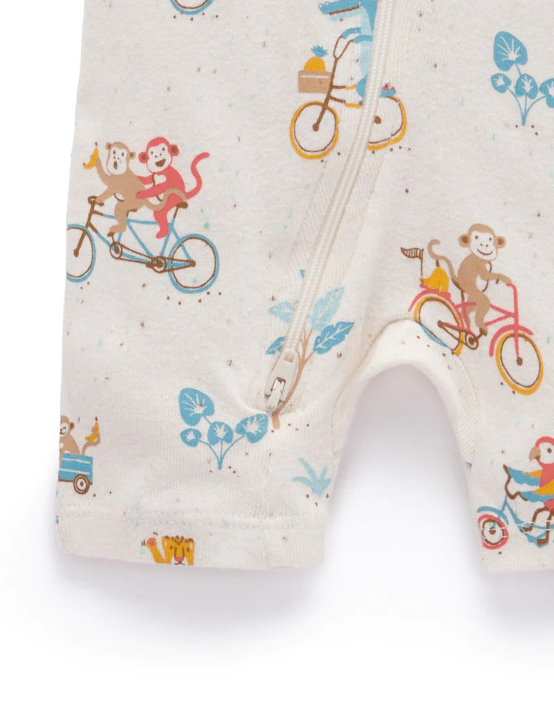 Printed S/Slv Zip Growsuit