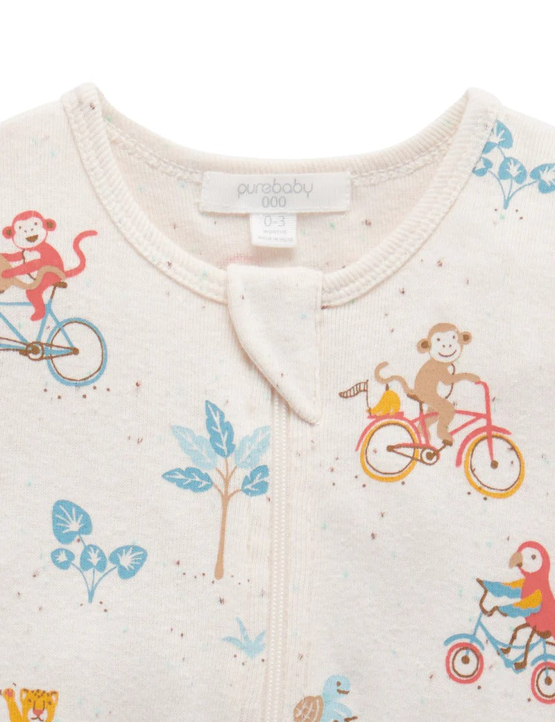 Printed S/Slv Zip Growsuit