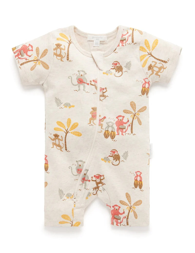 Printed S/Slv Zip Growsuit