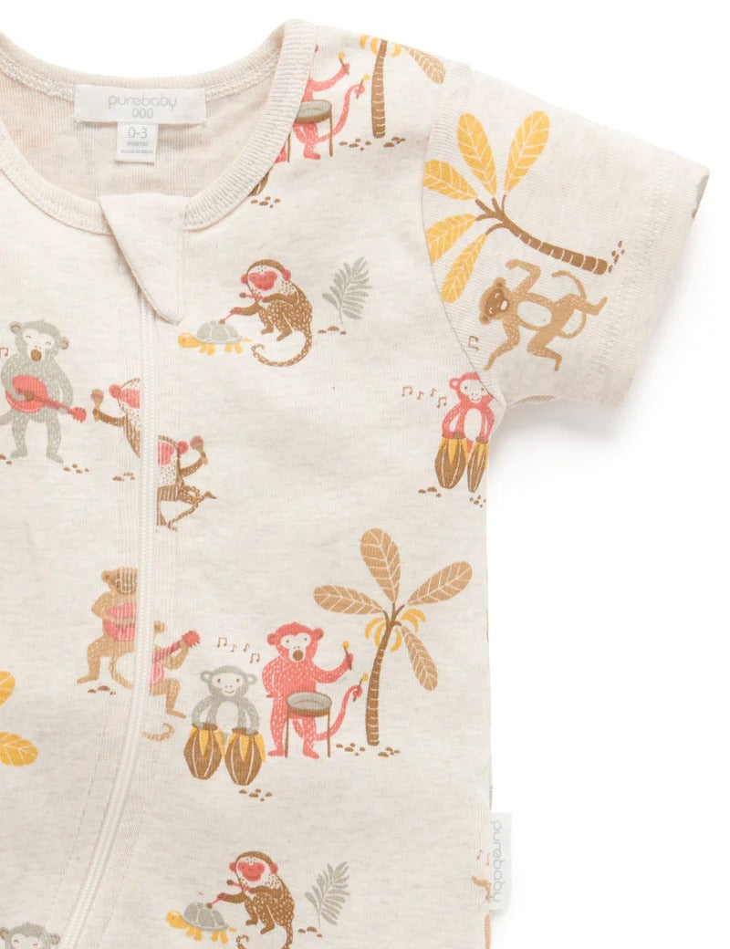Printed S/Slv Zip Growsuit
