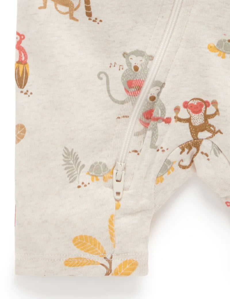 Printed S/Slv Zip Growsuit