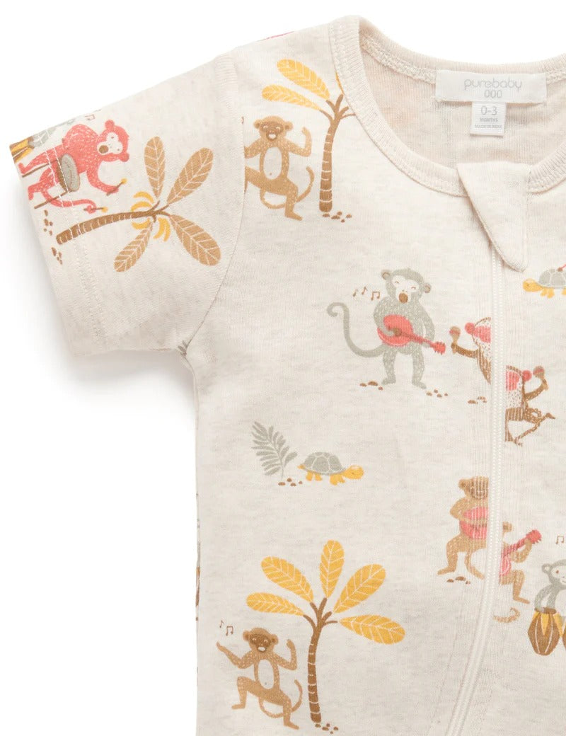 Printed S/Slv Zip Growsuit